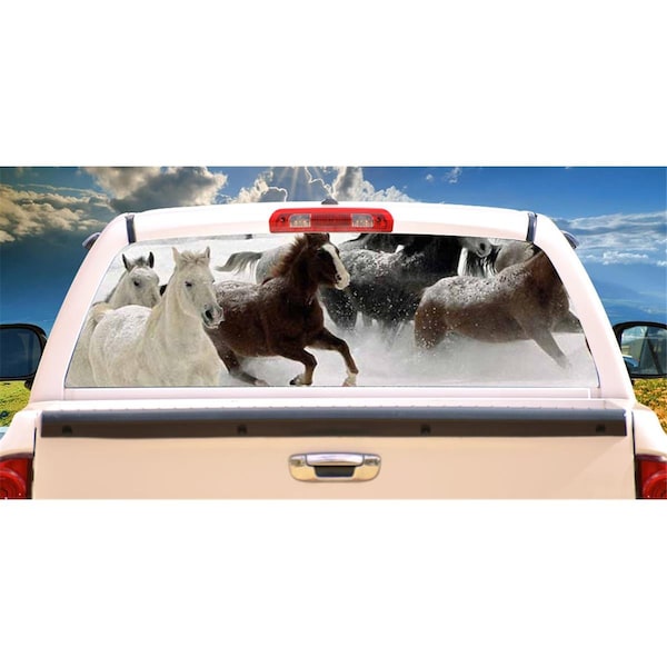 Entretenimiento Horses 1 Rear Window Graphic Horse Scene View Thru Vinyl Truck Decal EN3263126 - main